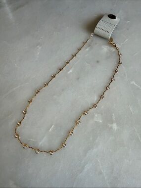 NWT Anthropologie Delicate Crystal Necklace in Gold